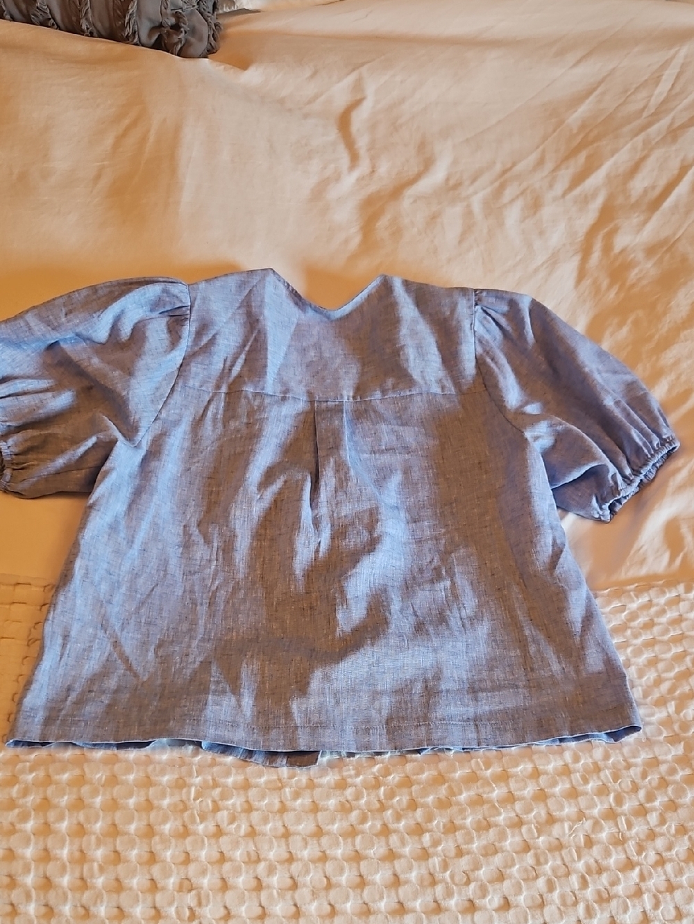 Zara Light Blue Top with Bow Tie Front Detail Size Medium - Picture 3 of 3